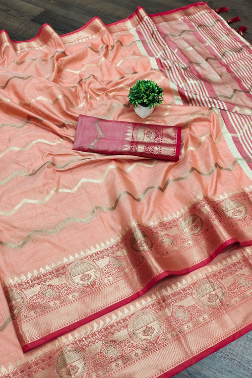 Load image into Gallery viewer, Epiphany Peach Soft Banarasi Silk Saree With Supernal Blouse Piece
