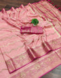 Lissome Pink Soft Banarasi Silk Saree With Rhapsody Blouse Piece