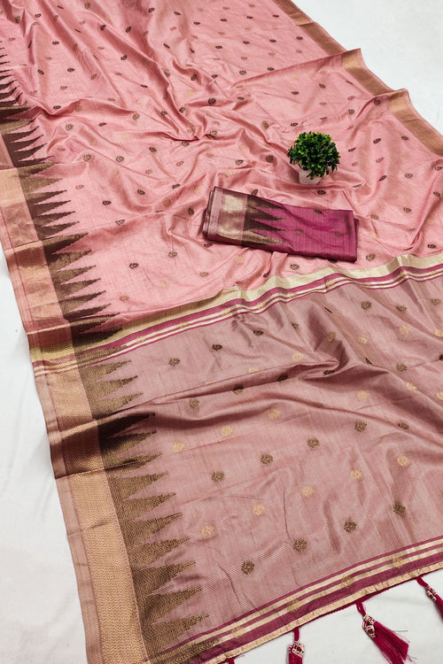 Load image into Gallery viewer, Eloquence Baby Pink Soft Banarasi Silk Saree With Propinquity Blouse Piece
