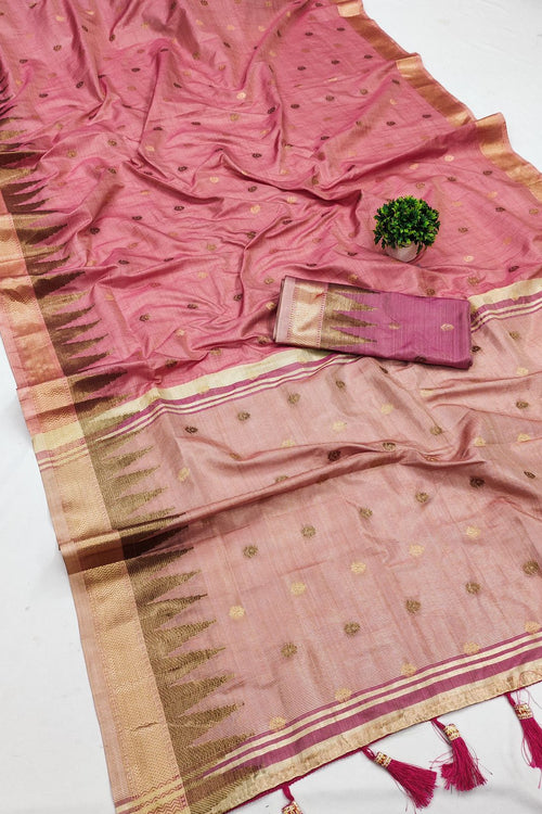 Load image into Gallery viewer, Surpassing Pink Soft Banarasi Silk Saree With Blissful Blouse Piece
