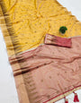 Designer Yellow Soft Banarasi Silk Saree With Hypnotic Blouse Piece