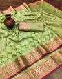 Angelic Perrot Soft Banarasi Silk Saree With Cynosure Blouse Piece