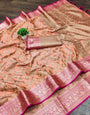 Ravishing Peach Soft Banarasi Silk Saree With Admirable Blouse Piece