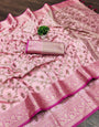 Propinquity Pink Soft Banarasi Silk Saree With Confounding  Blouse Piece