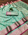 Imaginative Sea Green Soft Banarasi Silk Saree With Proficient Blouse Piece