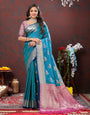 Desultory Rama Soft Banarasi Silk Saree With Bewitching Blouse Piece