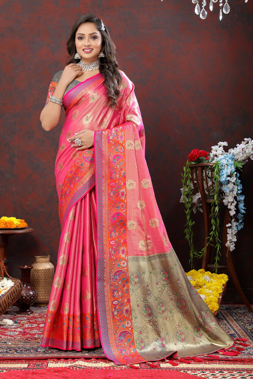 Load image into Gallery viewer, Exquisite Dark Pink Soft Banarasi Silk Saree With Divine Blouse Piece
