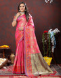 Exquisite Dark Pink Soft Banarasi Silk Saree With Divine Blouse Piece