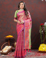 Enigmatic Magenta Soft Banarasi Silk Saree With Artistic Blouse Piece