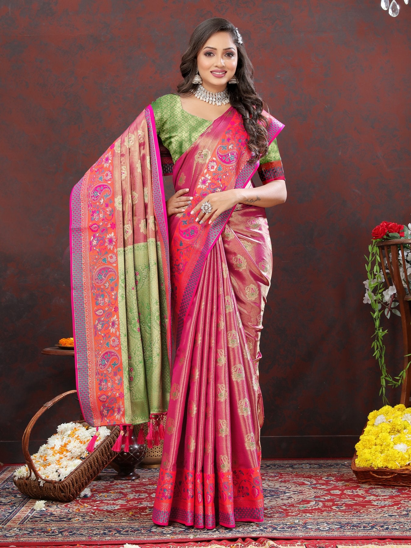 Enigmatic Magenta Soft Banarasi Silk Saree With Artistic Blouse Piece