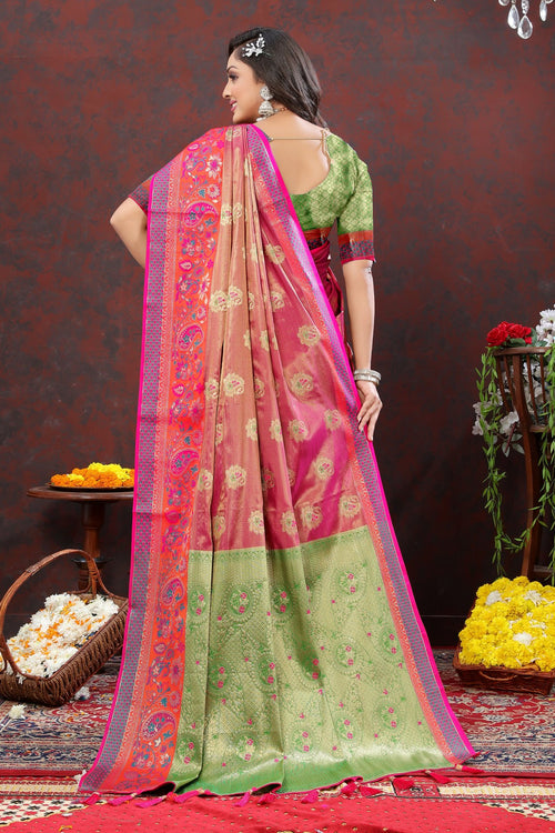 Load image into Gallery viewer, Enigmatic Magenta Soft Banarasi Silk Saree With Artistic Blouse Piece
