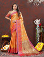 Panoply Orange Soft Banarasi Silk Saree With Imbrication Blouse Piece