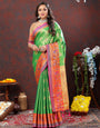 Delectable Perrot Soft Banarasi Silk Saree With Artistic Blouse Piece