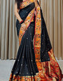 Quintessential Black Soft Banarasi Silk Saree With Amiable Blouse Piece