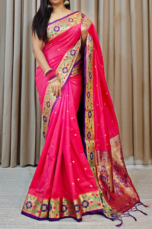 Load image into Gallery viewer, Moiety Dark Pink Soft Banarasi Silk Saree With Devastating Blouse Piece
