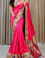 Moiety Dark Pink Soft Banarasi Silk Saree With Devastating Blouse Piece