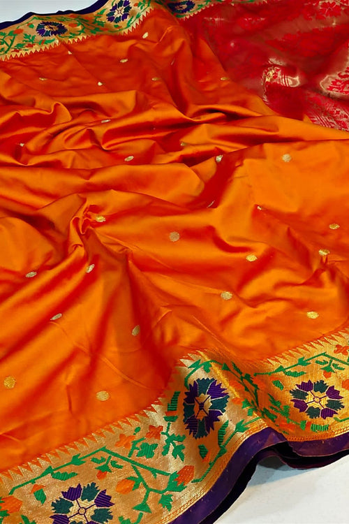 Load image into Gallery viewer, Fragrant Orange Soft Banarasi Silk Saree With Redolent Blouse Piece
