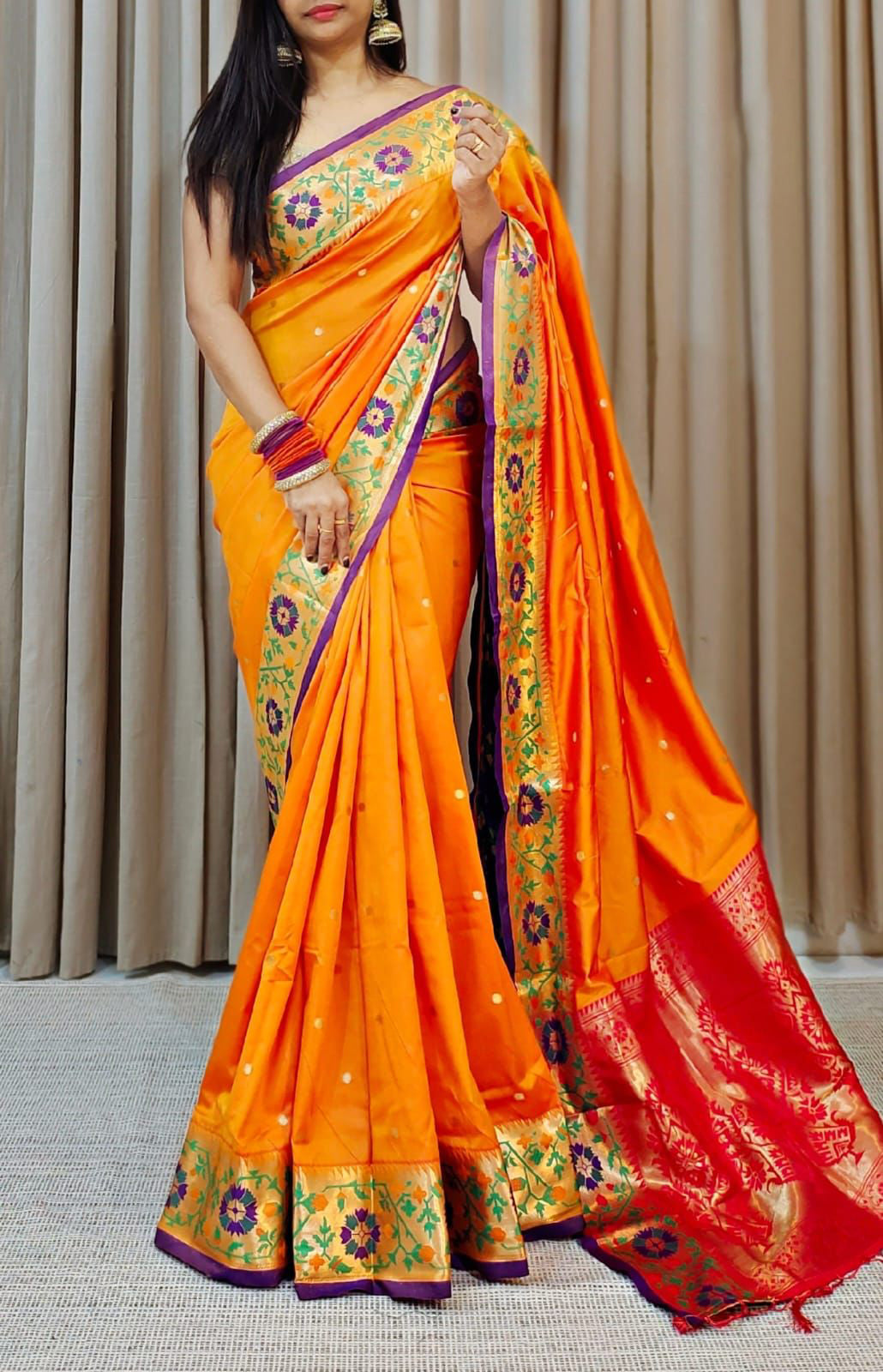 Fragrant Orange Soft Banarasi Silk Saree With Redolent Blouse Piece