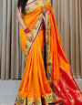 Fragrant Orange Soft Banarasi Silk Saree With Redolent Blouse Piece