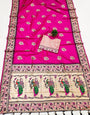 Refreshing Dark Pink Paithani Silk Saree With Glowing Blouse Piece