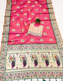 Amazing Pink Paithani Silk Saree With Classy Blouse Piece