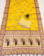 Vestigial Yellow Paithani Silk Saree With Scrumptious Blouse Piece