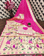 Palimpsest Dark Pink Paithani Silk Saree With Dalliance Blouse Piece