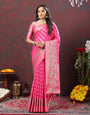 Efflorescence Dark Pink Soft Banarasi Silk Saree With Redolent Blouse Piece