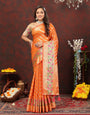 Snazzy Orange Soft Banarasi Silk Saree With Exuberant Blouse Piece