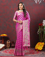 Amiable Purple Soft Banarasi Silk Saree With Confounding Blouse Piece