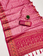 Ethnic Pink Soft Banarasi Silk Saree With Preferable Blouse Piece