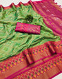 Denouement Green Soft Banarasi Silk Saree With Transcendent Blouse Piece