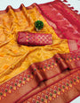 Adoring Yellow Soft Banarasi Silk Saree With Conflate Blouse Piece