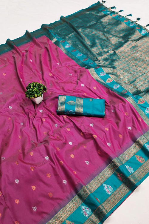 Load image into Gallery viewer, Blooming Dark Pink Soft Banarasi Silk Saree With Ravishing Blouse Piece
