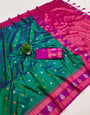 Desuetude Rama Soft Banarasi Silk Saree With Ephemeral Blouse Piece