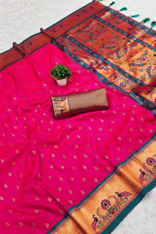 Load image into Gallery viewer, Sensational Dark Pink Paithani Silk Saree With Wonderful Blouse Piece
