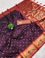 Mesmeric Purple Paithani Silk Saree With Flameboyant Blouse Piece