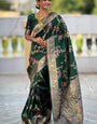 Designer Dark Green Soft Banarasi Silk Saree With Surpassing Blouse Piece