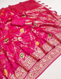 Adorable Dark Pink Soft Banarasi Silk Saree With Blissful Blouse Piece