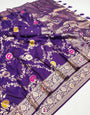 Demesne Purple Soft Banarasi Silk Saree With Palimpsest Blouse Piece