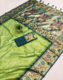 Artistic Pista Paithani Silk Saree With Tempting Blouse Piece