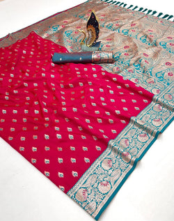 Allure Dark Pink Soft Banarasi Silk Saree With Magnetic Blouse Piece
