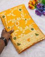 Jazzy Yellow Soft Banarasi Silk Saree With Hypnotic Blouse Piece