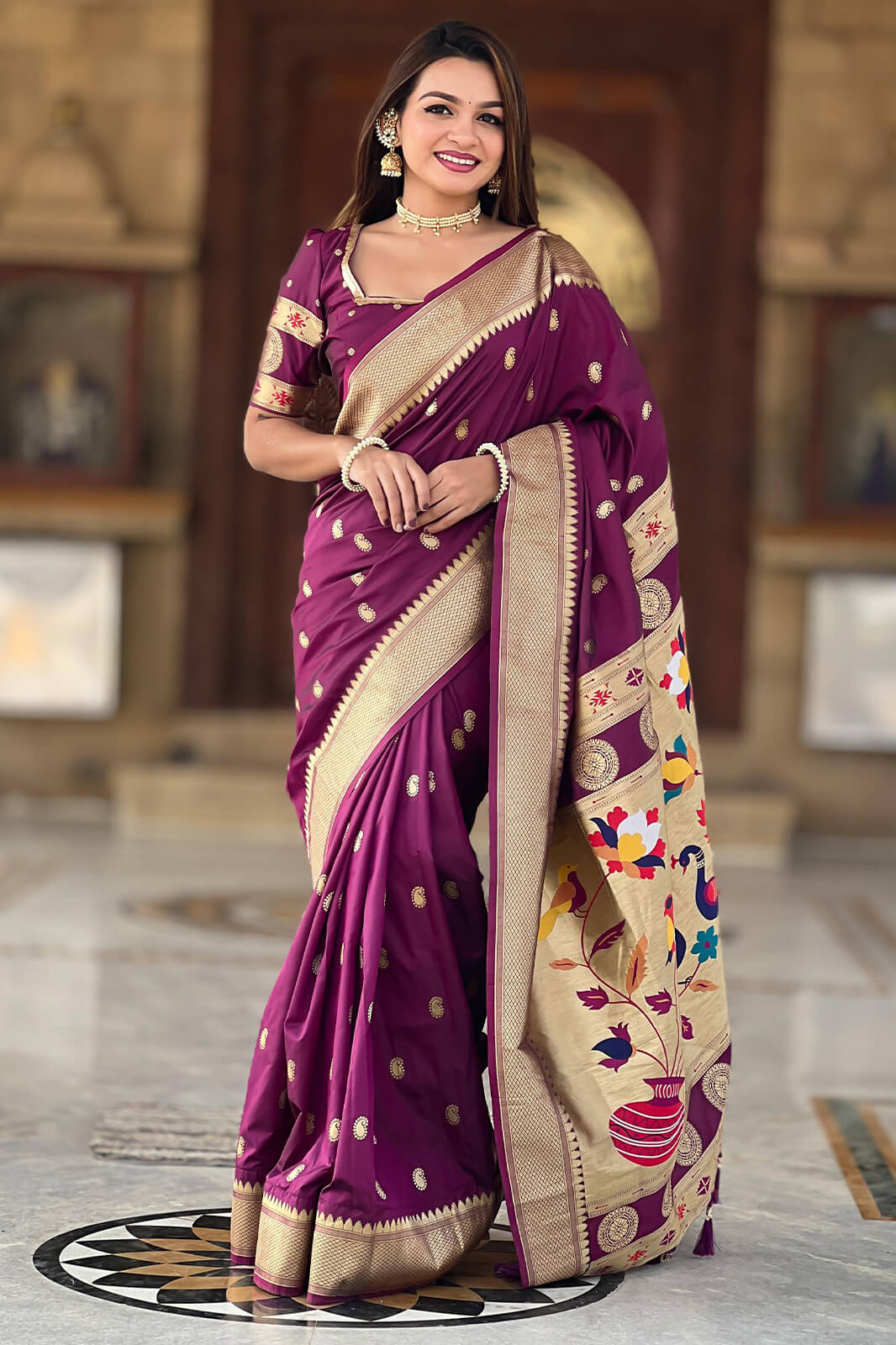 Alluring Purple Paithani Silk Saree With Sonorous Blouse Piece