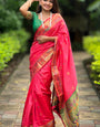 Tempting Pink Paithani Silk Saree With Felicitous Blouse Piece