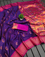 Posh Purple Paithani Silk Saree With Beguiling Blouse Piece