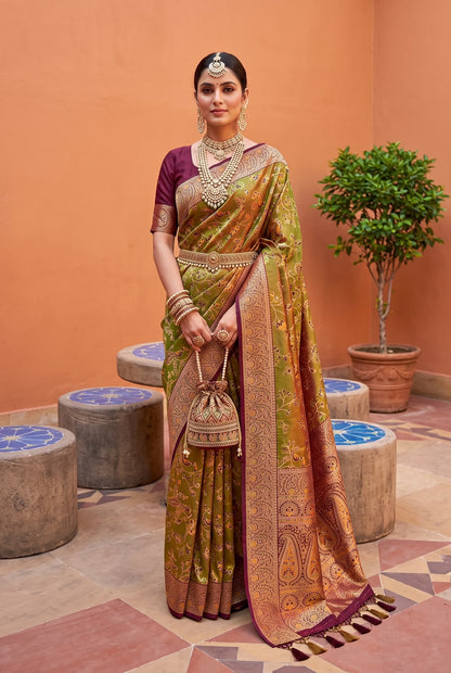 Demanding Mustard Pure Banarasi Silk Saree With Majesty Blouse Piece
