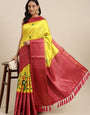 Majesty Yellow Kalamkari Printed Saree With Entrancing Blouse Piece