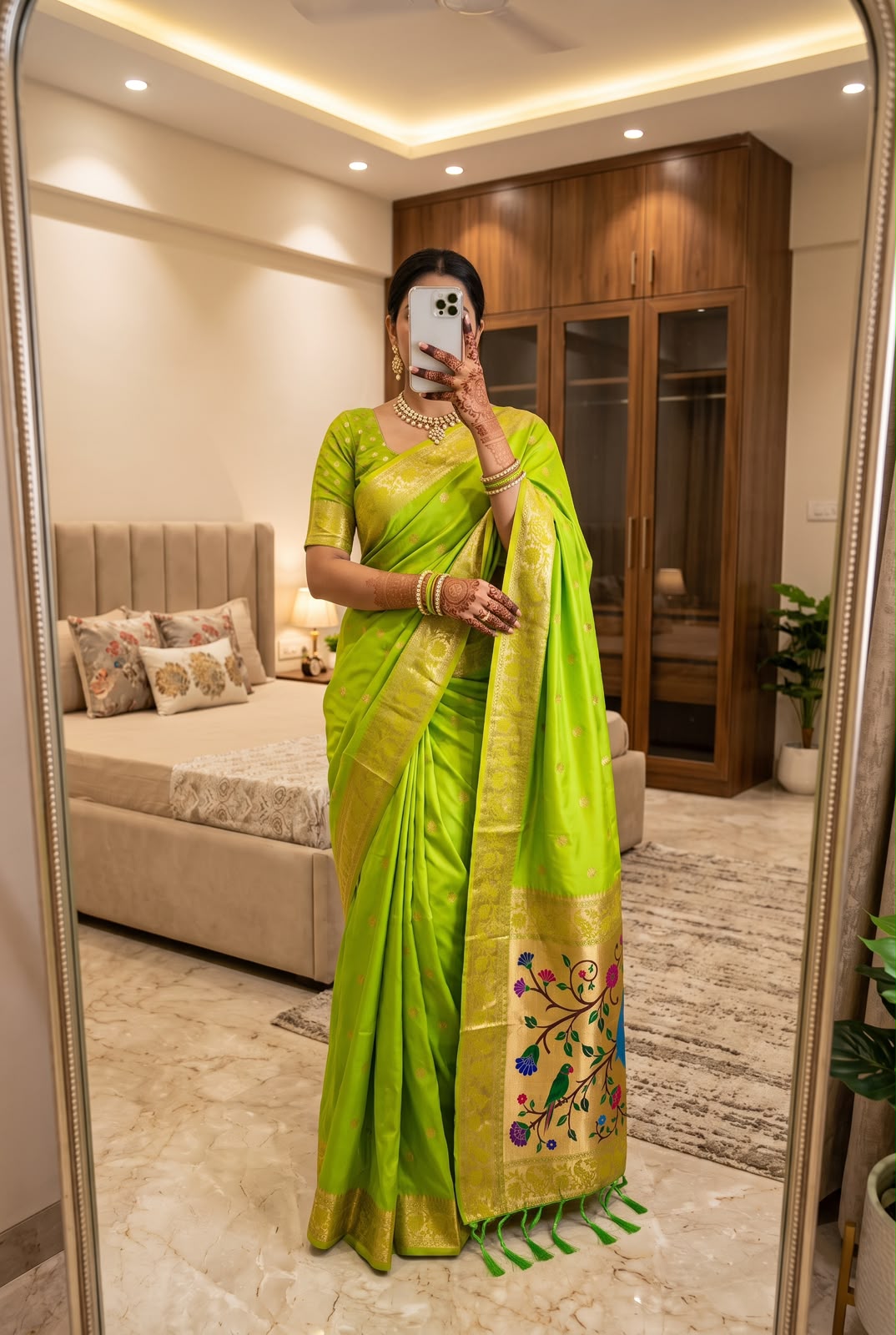 Transcendent Parrot Paithani Silk Saree With Desultory Blouse Piece