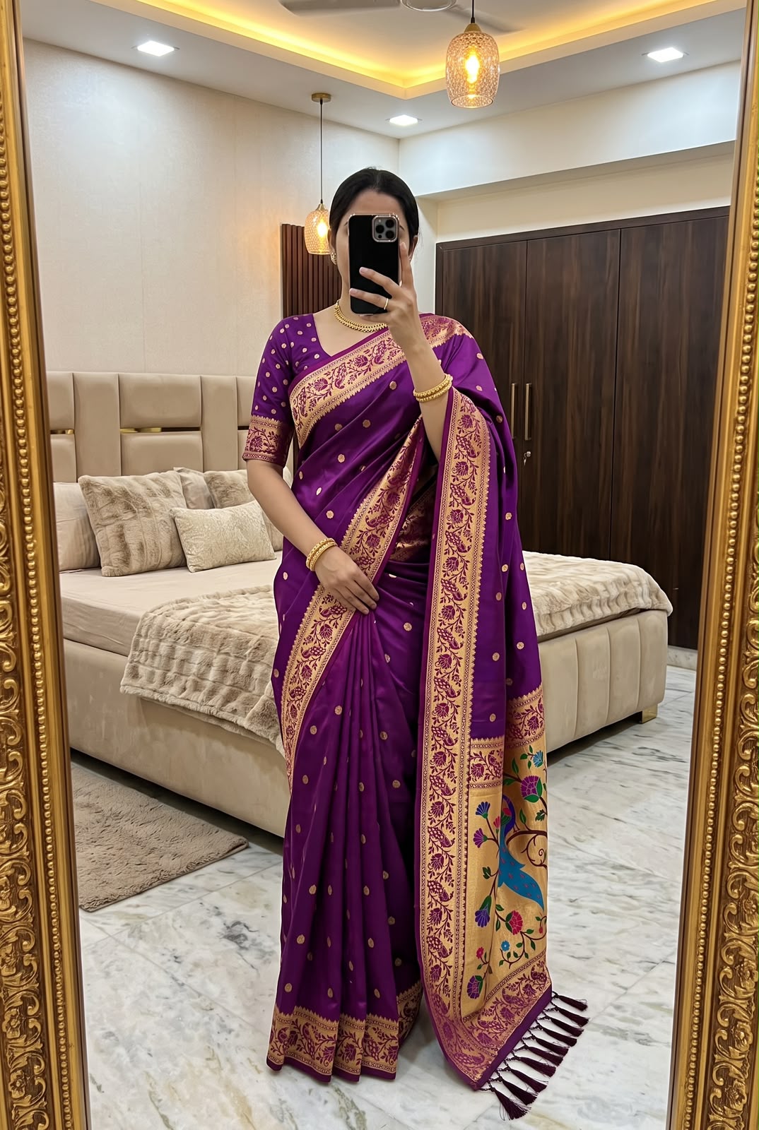 Panache Purple Paithani Silk Saree With Marvellous Blouse Piece